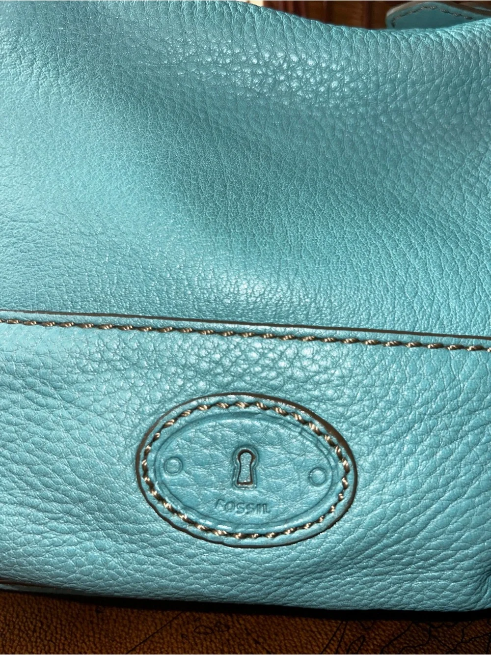 Vintage Fossil Teal Blue Pebbled Leather Shoulder Hobo Bag